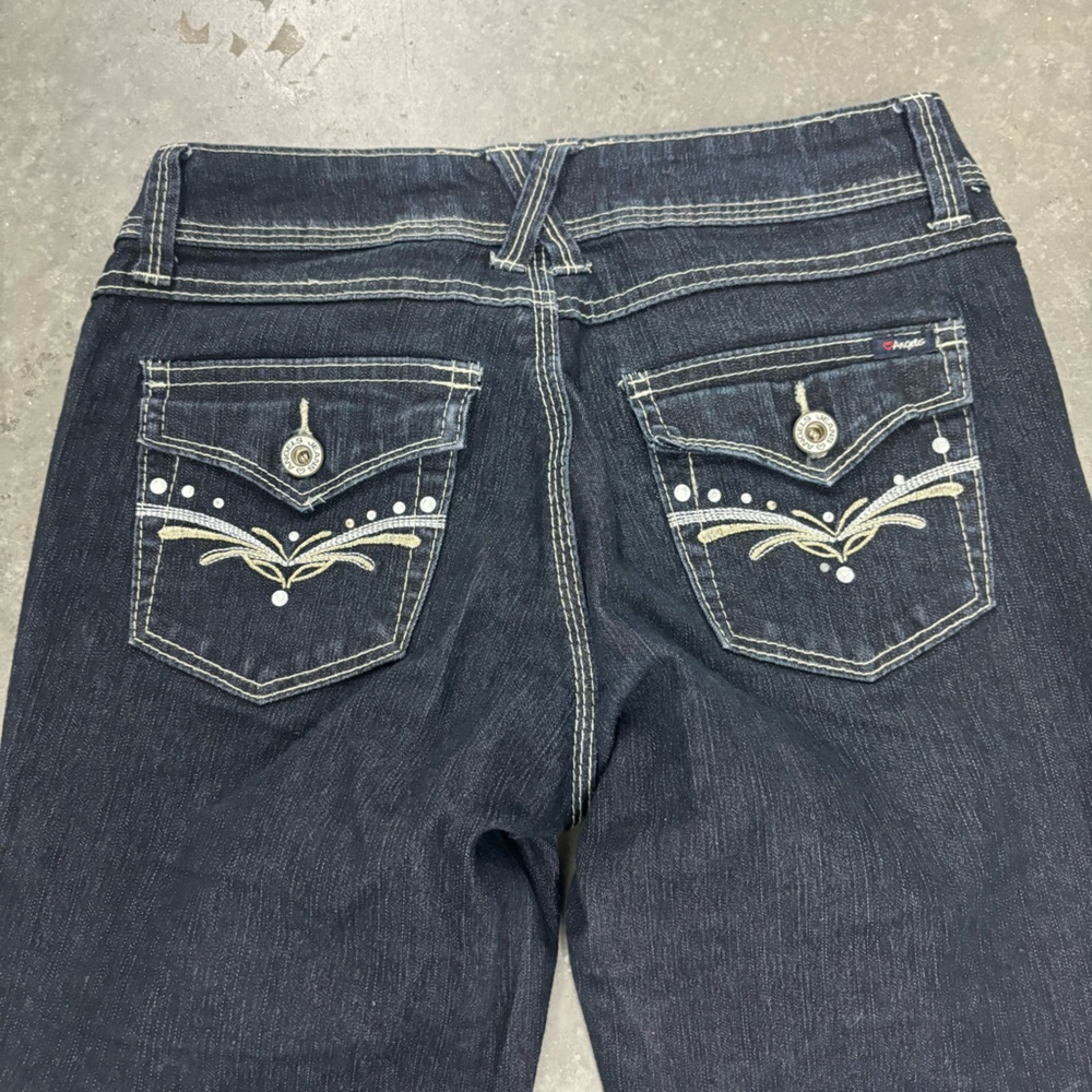Angels Denim Flared Bootcut Y2K Jeans Dark Blue Womens 5 Mallgoth Preppy - Picture 6 of 6